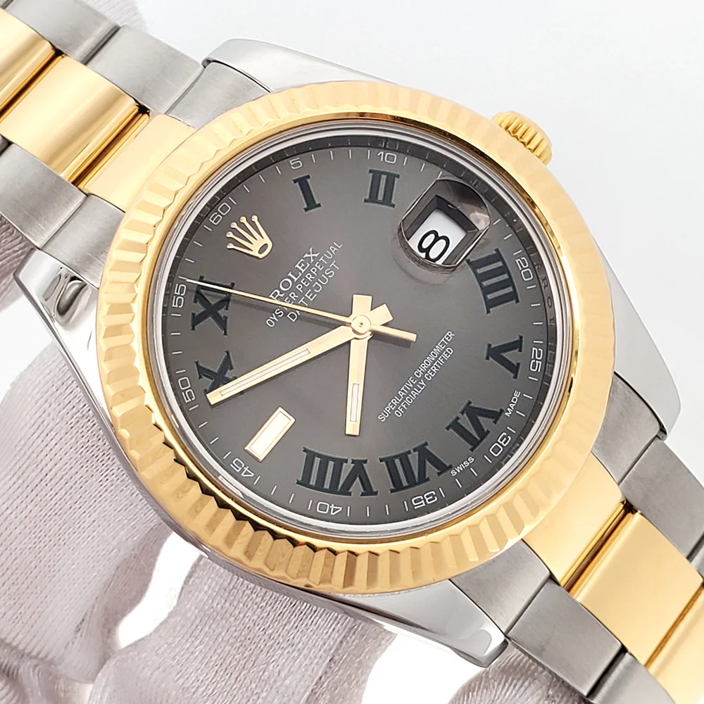 Rolex Datejust II 2-tone Yellow Gold/Steel Wimbledon Roman Dial 41mm Watch 116333 Box Papers - Image 2