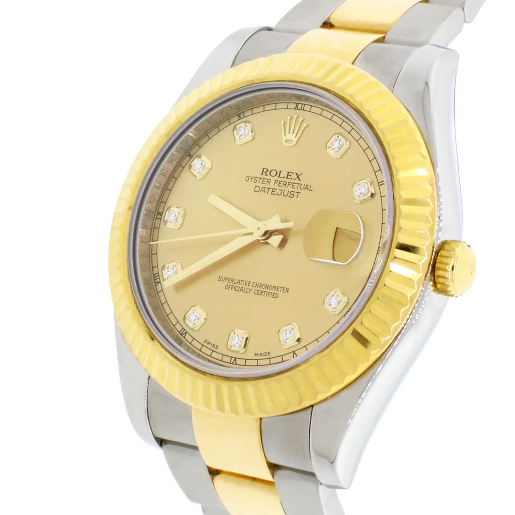 Rolex Datejust II 2-Tone18K Yellow Gold & Stainless Steel Factory Champagne Diamond Dial 41MM Automatic Mens Oyster Watch 116333 - Image 5