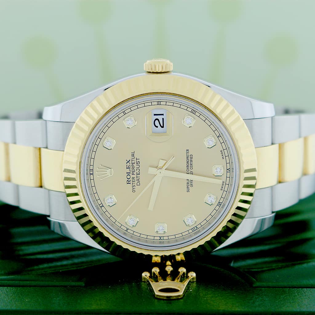 Rolex Datejust II 2-Tone18K Yellow Gold & Stainless Steel Original Champagne Diamond Dial 41MM Automatic Mens Oyster Watch 116333 - Image 2
