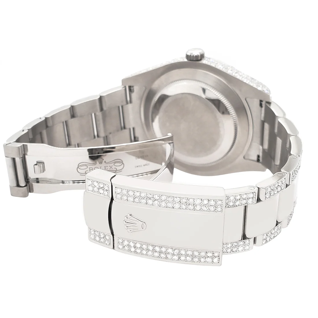 Rolex Datejust II 41mm 10.3CT Pave Diamond Bezel/Case/Bracelet/Black Index Dial Steel Watch 116300 Box Papers - Image 5