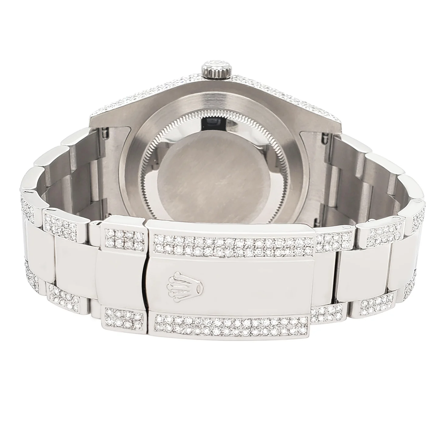 Rolex Datejust II 41mm 10.3CT Pave Diamond Bezel/Case/Bracelet/Gray Roman Dial Steel Watch 116300 Box Papers - Image 4