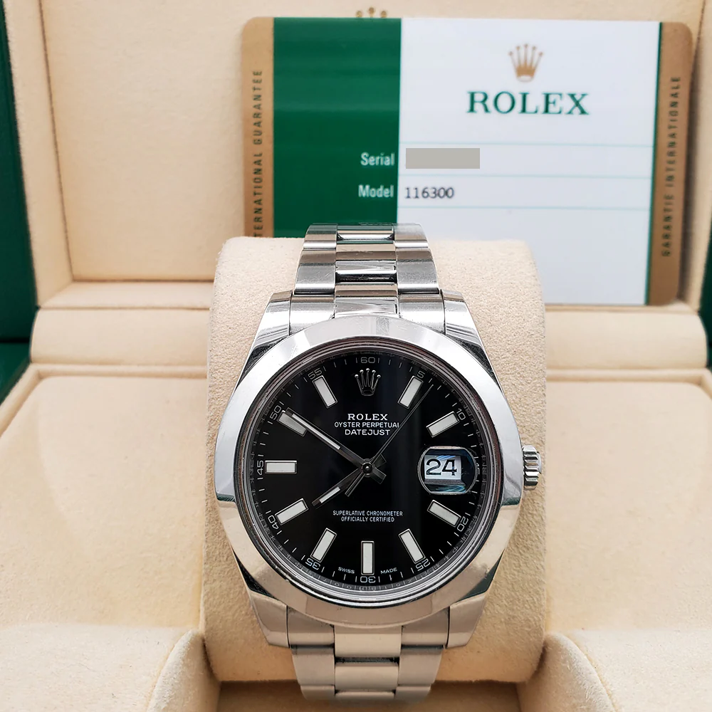 Rolex Datejust II 41mm 116300 Black Index Dial Steel Oyster Watch Box Papers - Image 3