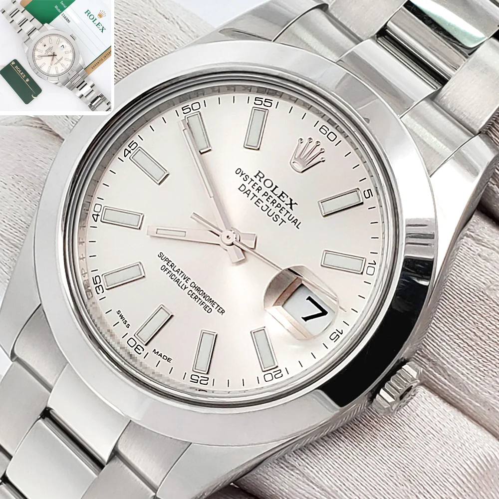 Rolex Datejust II 41mm 116300 Silver Index Steel Oyster Watch Papers