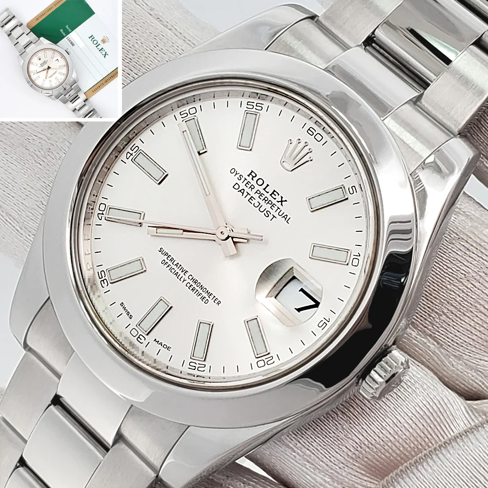 Rolex Datejust II 41mm 116300 Silver Index Steel Oyster Watch Papers