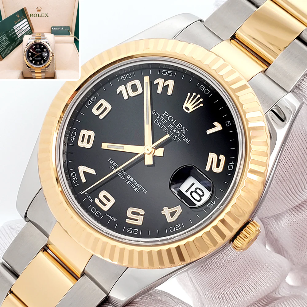 Rolex Datejust II 41mm 116333 Black Arabic Dial 2-tone Watch Box/Papers/Tag