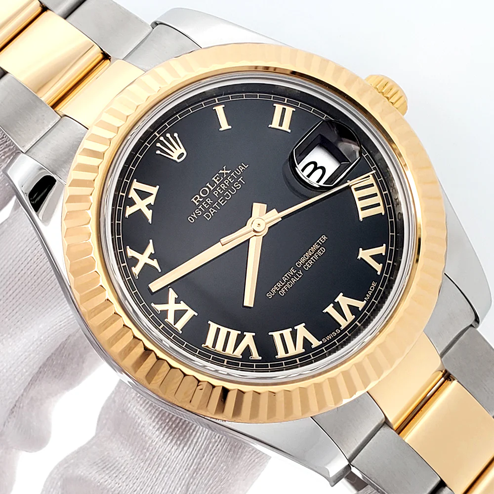 Rolex Datejust II 41mm 116333 Black Roman Dial 2-tone Oyster Watch Box Papers - Image 2