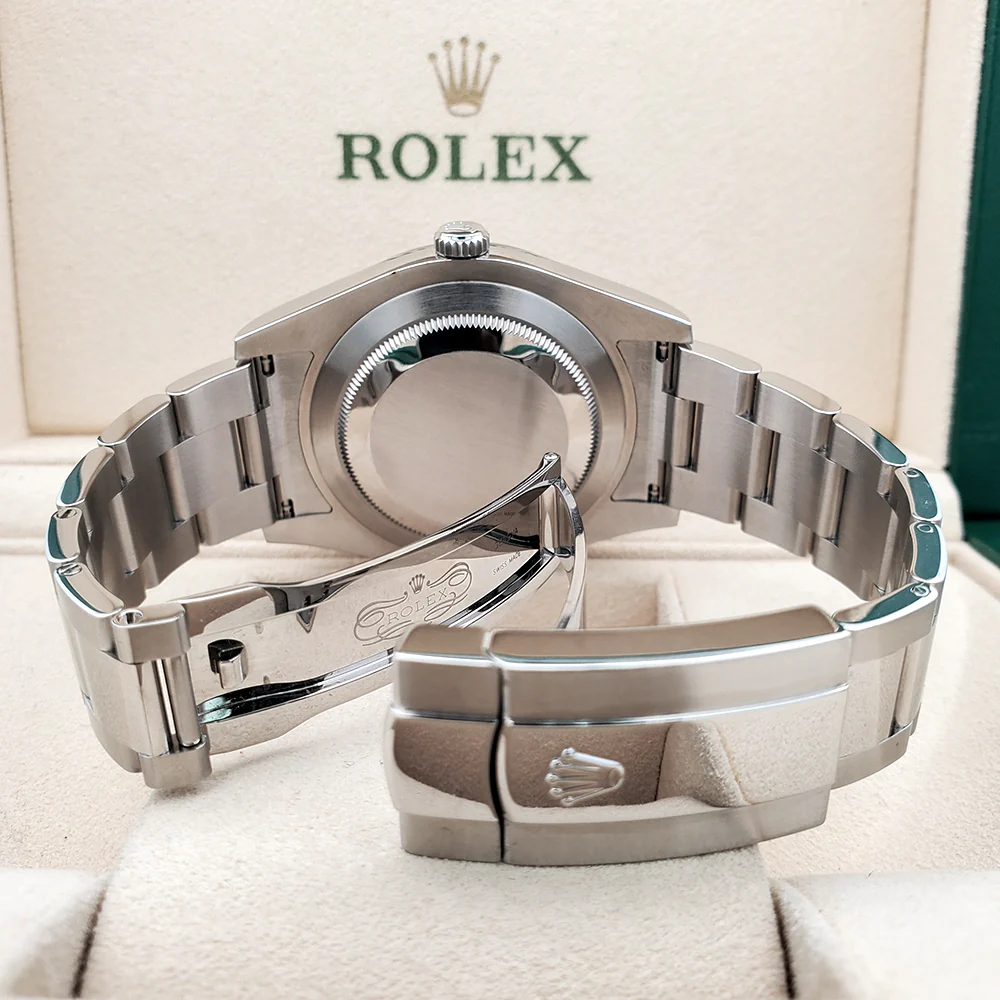 Rolex Datejust II 41mm 116334 Black Roman Dial White Gold Fluted Bezel Steel Watch Box Papers - Image 6