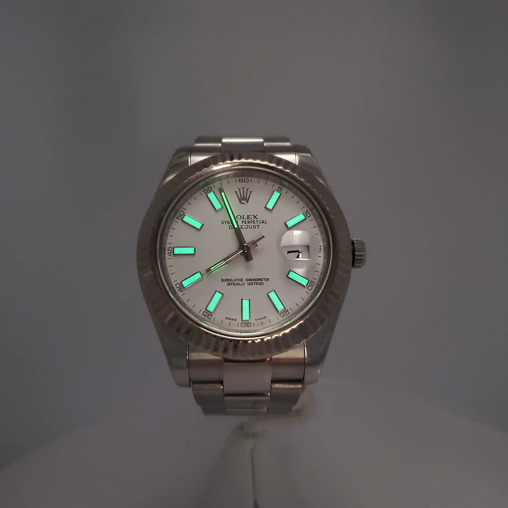 Rolex Datejust II 41mm 116334 White Index White Gold Fluted Bezel Steel Watch Box Papers - Image 8