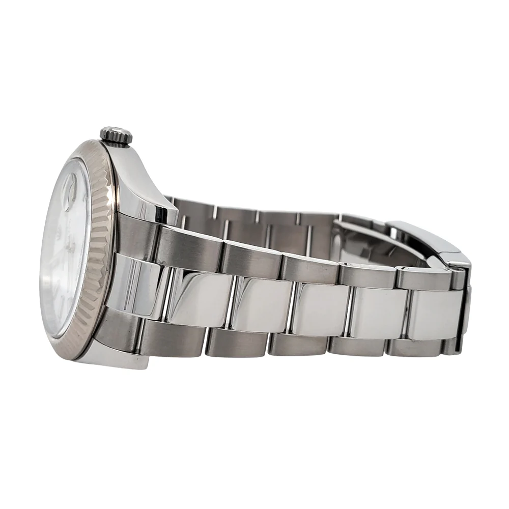Rolex Datejust II 41mm 116334 White Index White Gold Fluted Bezel Steel Watch Box Papers - Image 4