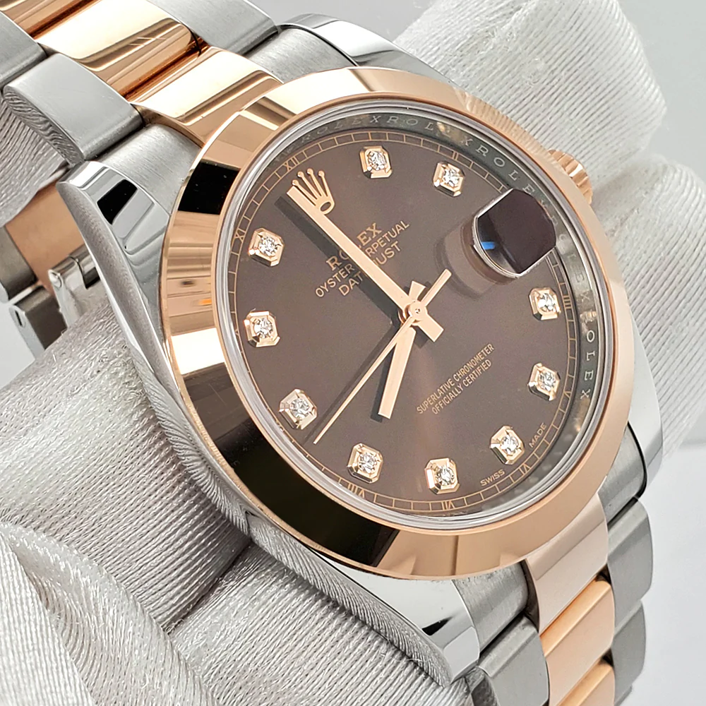 Rolex Datejust 41 126301 Factory Chocolate Diamond Dial Rose Gold/Steel Oyster Watch 2021 Box Papers - Image 3