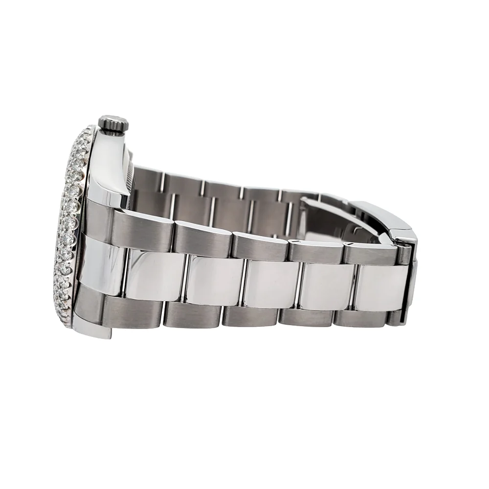 Rolex Datejust II 41mm 6.25ct Dome Diamond Bezel/Rhodium Gray Roman Dial Steel Watch 116300 Box Papers - Image 4