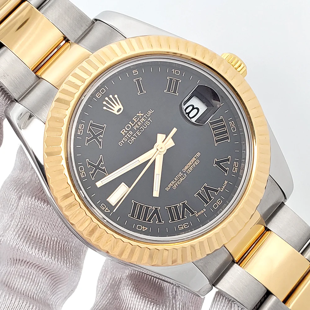 Rolex Datejust II 41mm Black Roman Dial 2-Tone Yellow Gold/ Steel Watch 116333 Box/Papers/Tag - Image 2