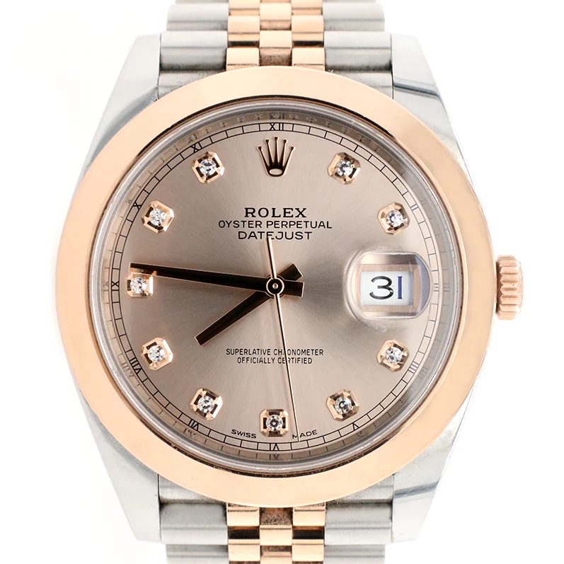Rolex Datejust II 41mm Factory Sundust Diamond Dial/Smooth Bezel 2-Tone Rose Gold/Steel Watch 126301 Box Papers - Image 2