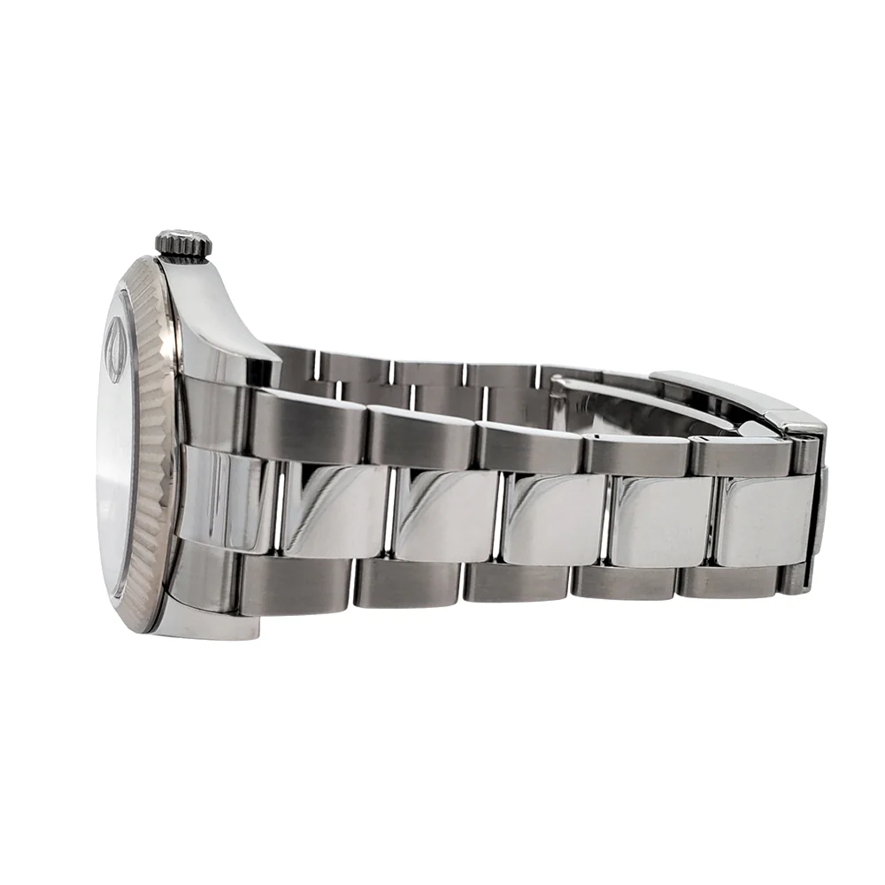 Rolex Datejust II 41mm Rhodium Arabic Dial White Gold Fluted Bezel Steel Watch 116334 Box Papers - Image 4