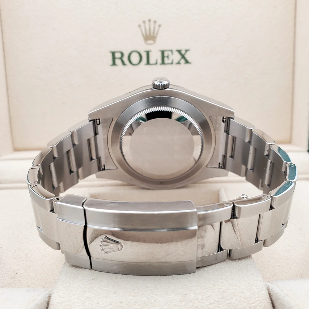 Rolex Datejust II 41mm Rhodium Arabic Dial White Gold Fluted Bezel Steel Watch 116334 Box Papers - Image 5