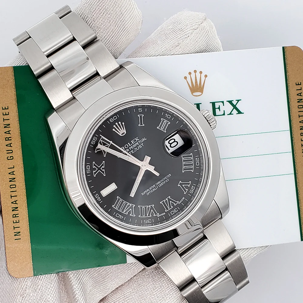Rolex Datejust II 41mm Rhodium Grey Roman Dial Stainless Steel Watch 116300 Box Papers - Image 3