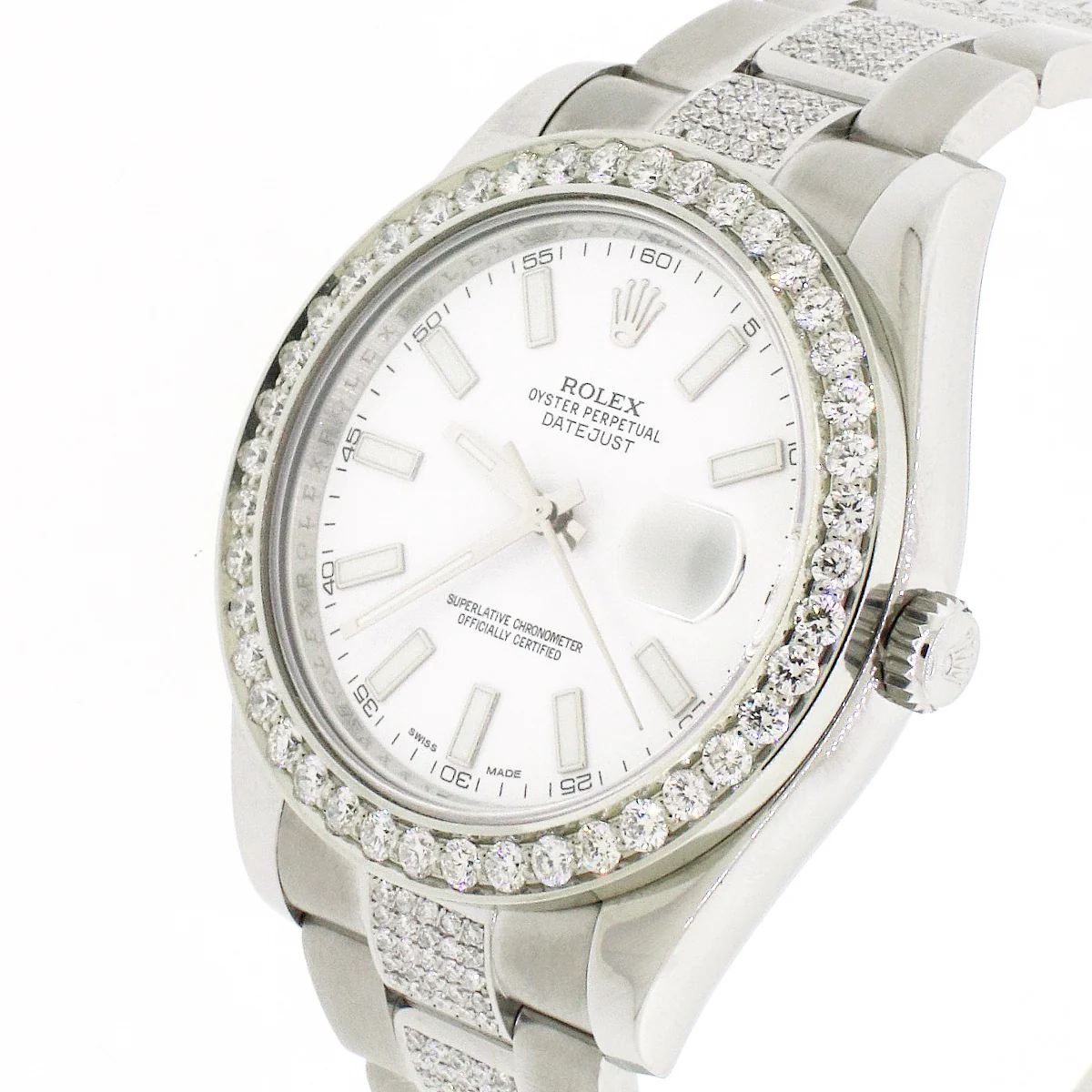 Rolex Datejust II 41mm 5.6CT Diamond Bezel/Bracelet/White Dial 116300 Watch Box Papers - Image 3