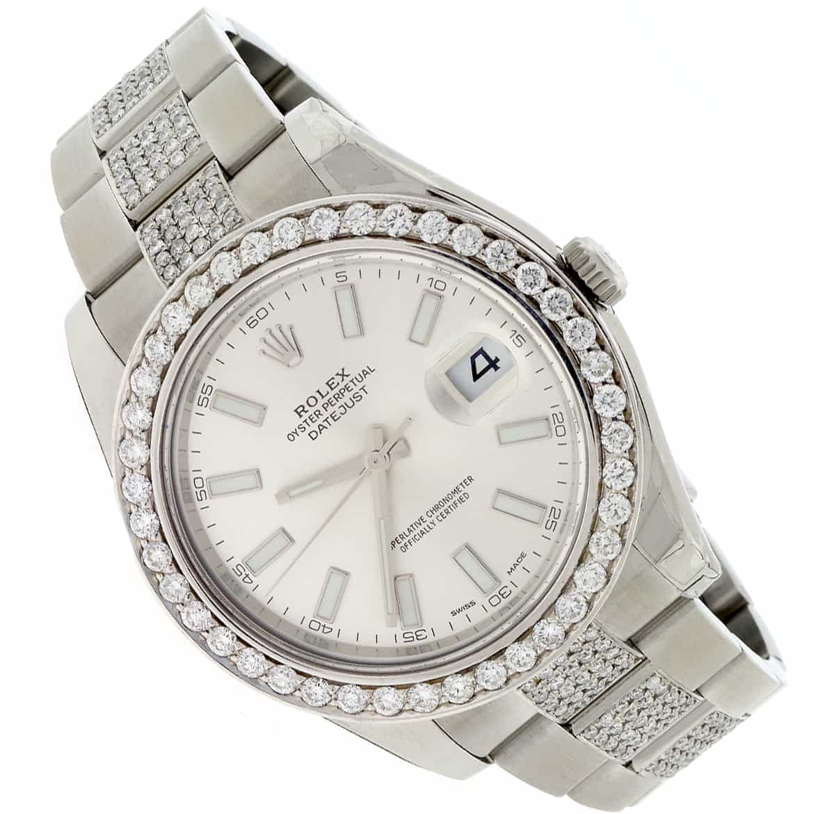 Rolex Datejust II 41mm 6.1CT Diamond Bezel/Bracelet/Silver Index Dial Steel Watch 116300 - Image 2