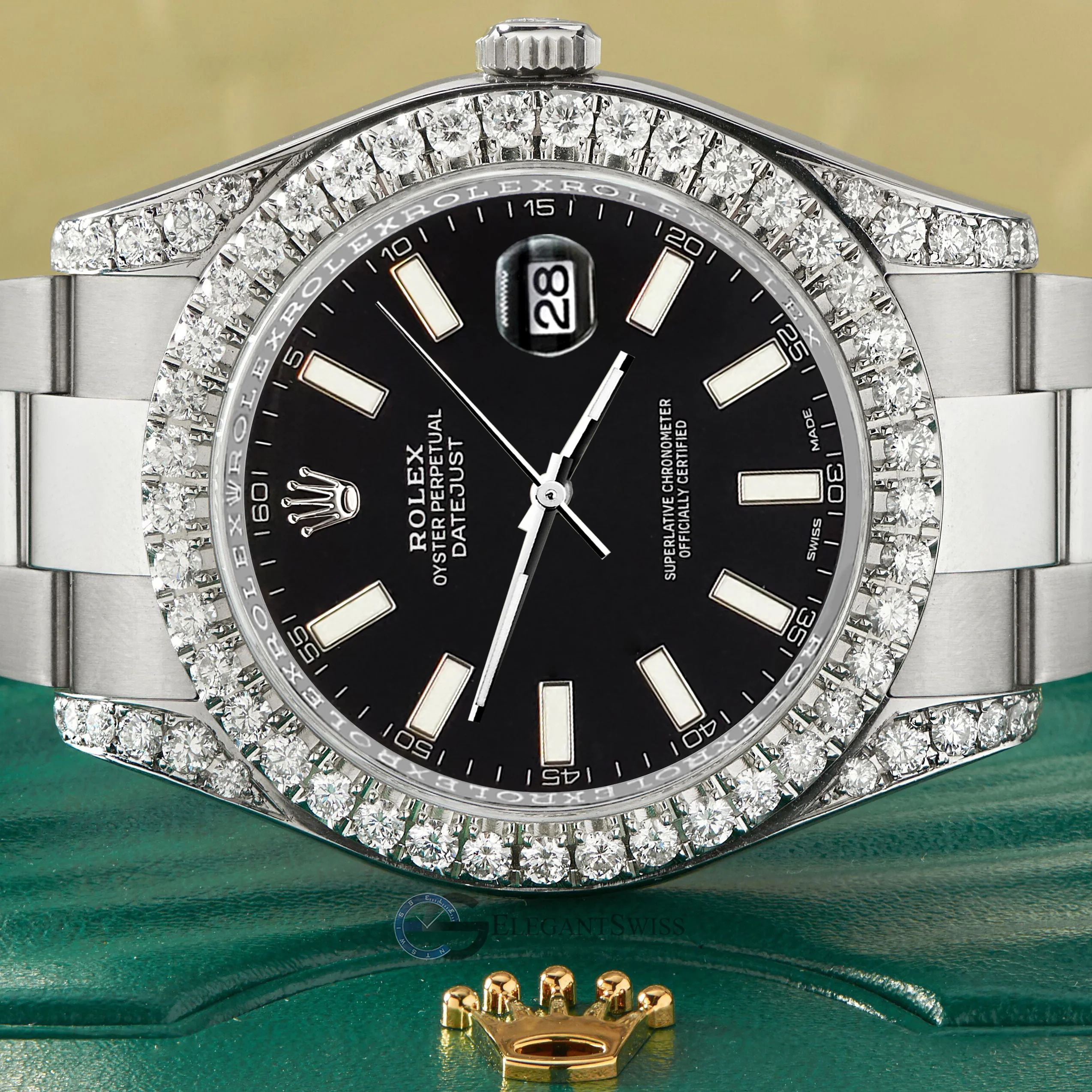 Rolex Datejust II Steel 41mm Watch 4.5CT Diamond Bezel/Lugs/Black Index Dial 116300 Box Papers - Image 3