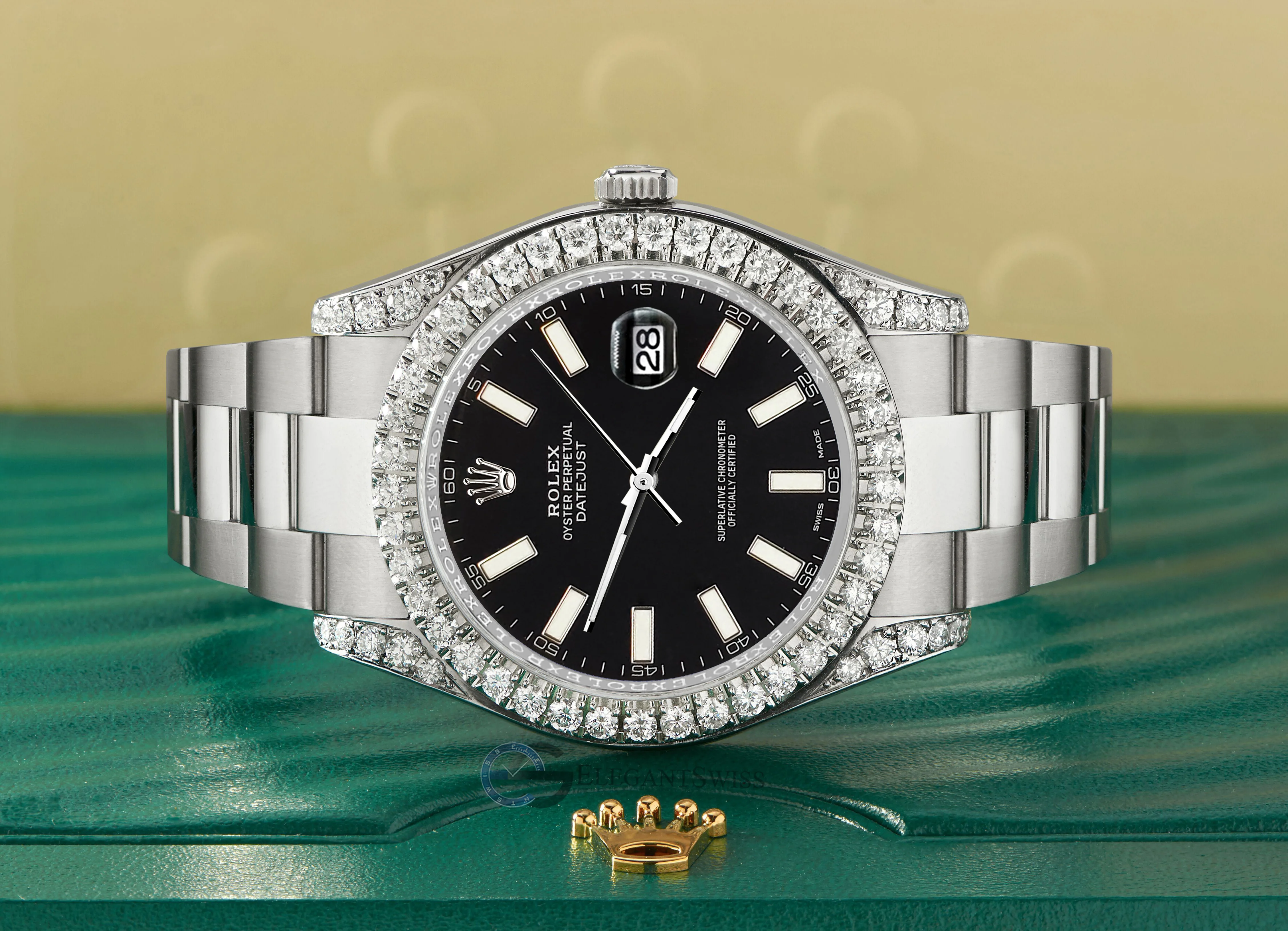 Rolex Datejust II Steel 41mm Watch 4.5CT Diamond Bezel/Lugs/Black Index Dial 116300 Box Papers - Image 4
