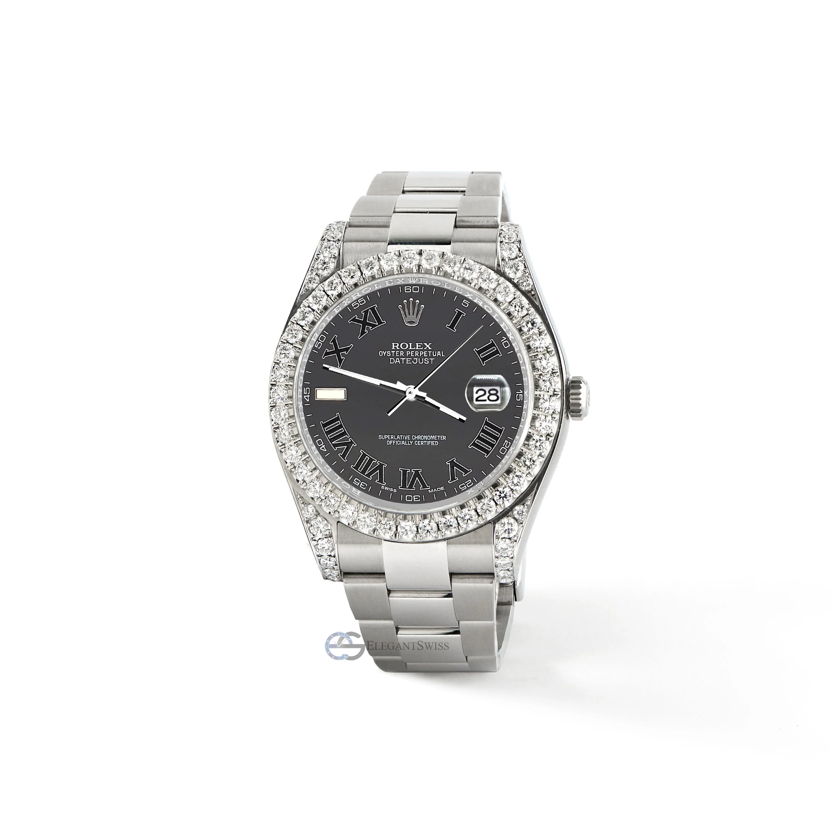 Rolex Datejust II Steel 41mm Watch 4.5CT Diamond Bezel/Lugs/Gray Roman Dial 116300 Box Papers - Image 3