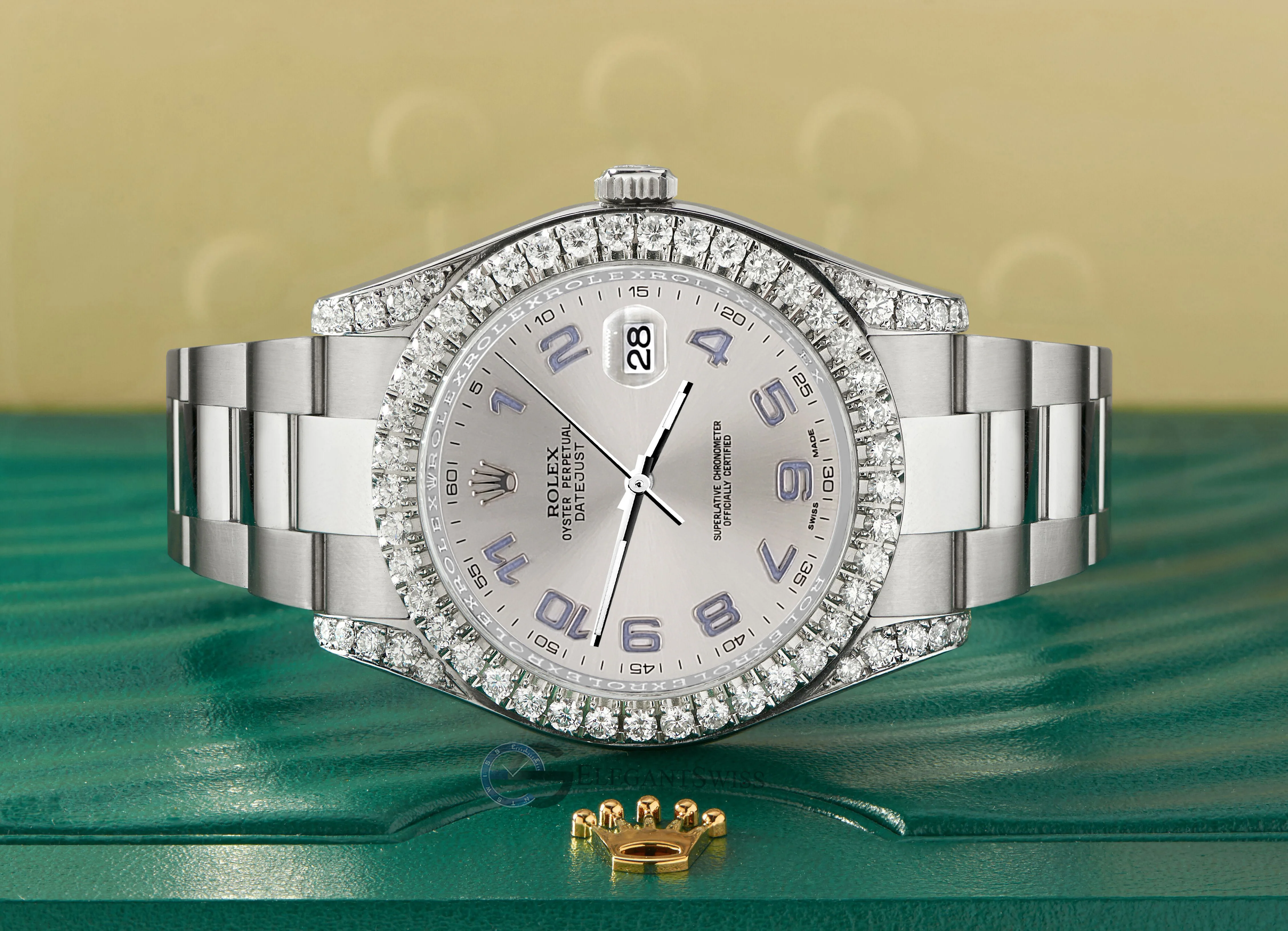 Rolex Datejust II Steel 41mm Watch 4.5CT Diamond Bezel/Lugs/Silver Arabic Dial 116300 Box Papers - Image 2