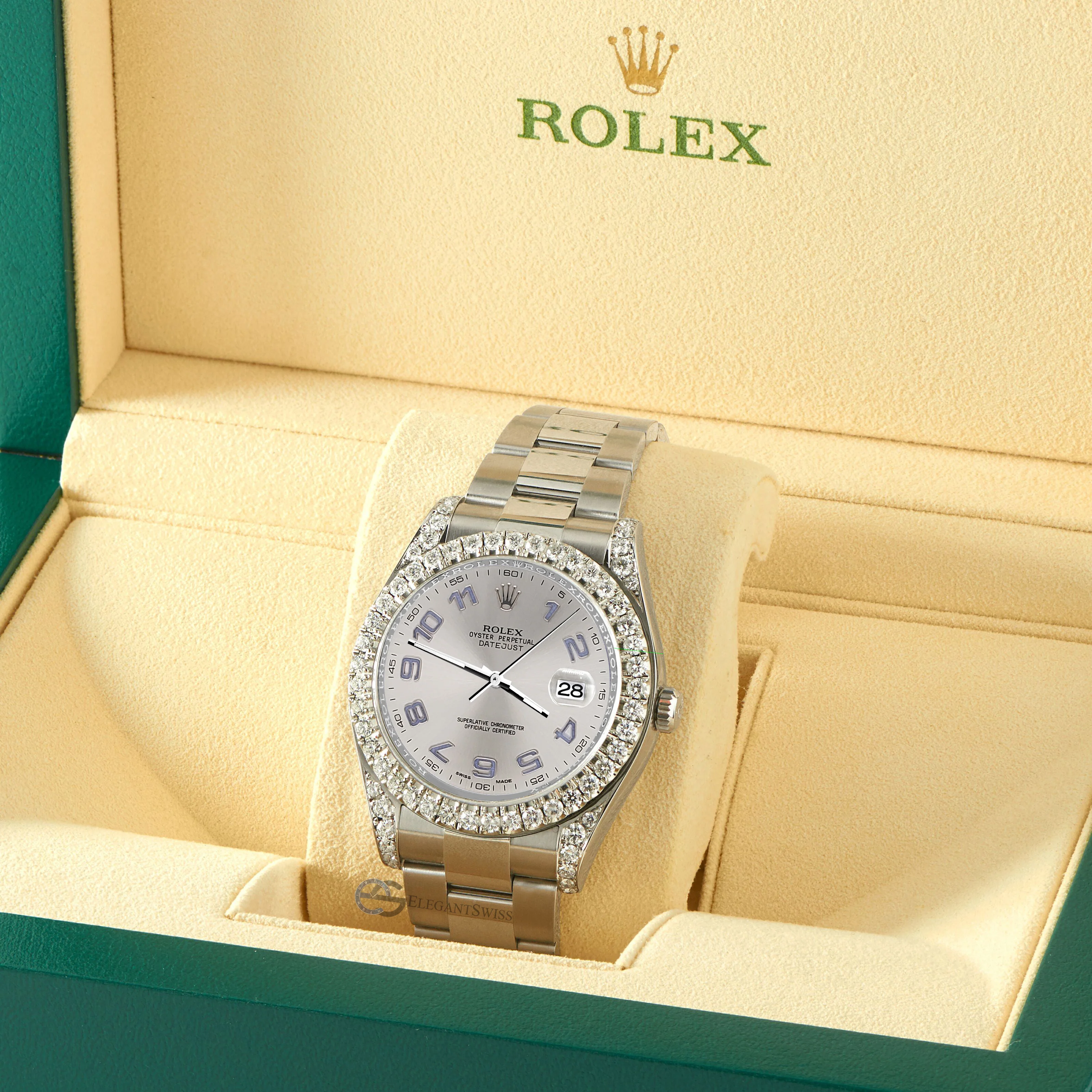 Rolex Datejust II Steel 41mm Watch 4.5CT Diamond Bezel/Lugs/Silver Arabic Dial 116300 Box Papers - Image 4