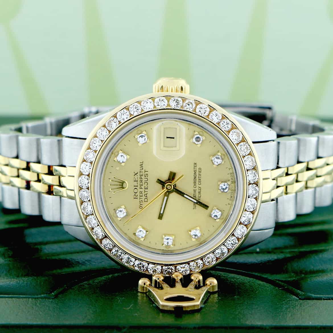 Rolex Datejust Ladies 2-Tone 18K Gold/Stainless Steel Original Champagne Diamond Dial 26mm Automatic Watch w/Diamond Bezel - Image 2