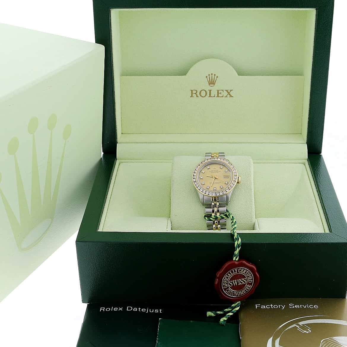 Rolex Datejust Ladies 2-Tone 18K Gold/Stainless Steel Original Champagne Diamond Dial 26mm Automatic Watch w/Diamond Bezel - Image 3