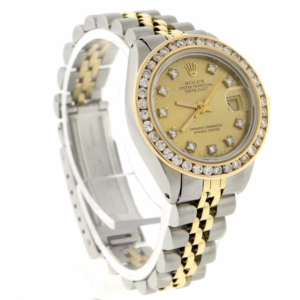 Rolex Datejust Ladies 2-Tone 18K Gold/Stainless Steel Original Champagne Diamond Dial 26mm Automatic Watch w/Diamond Bezel - Image 4