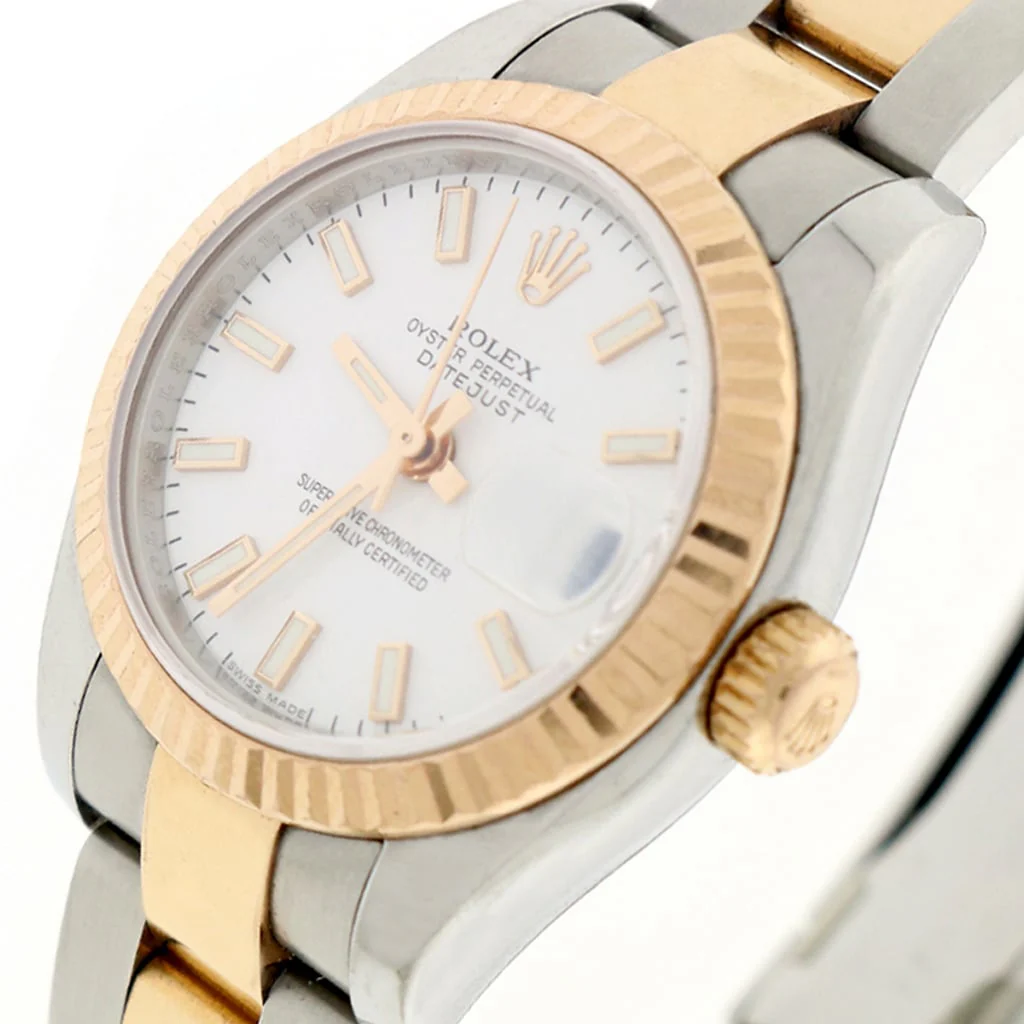 Rolex Datejust Ladies 2-Tone 18K Rose Gold/Steel 26MM Original White Stick Dial Oyster Watch 179171 - Image 2