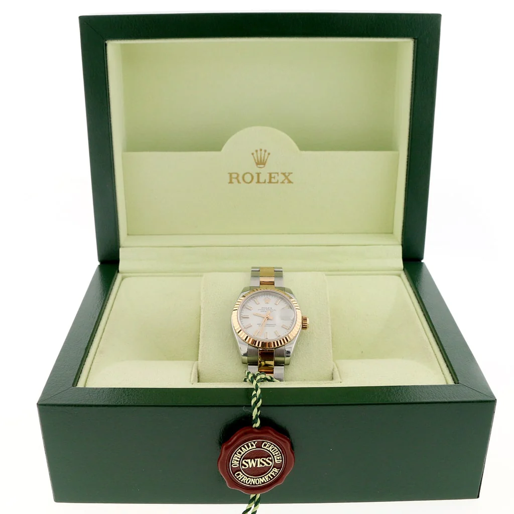 Rolex Datejust Ladies 2-Tone 18K Rose Gold/Steel 26MM Original White Stick Dial Oyster Watch 179171 - Image 4