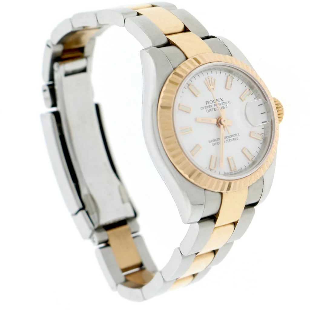 Rolex Datejust Ladies 2-Tone 18K Rose Gold/Steel 26MM Original White Stick Dial Oyster Watch 179171 - Image 5
