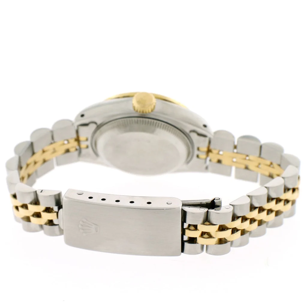 Rolex Datejust Ladies 2-Tone 18K Yellow Gold/Steel 26MM Factory Black Index Dial Jubilee Watch w/Diamond Bezel - Image 6