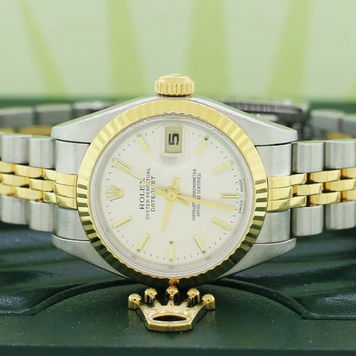 Rolex Datejust Ladies 2-Tone 18K Yellow Gold/Steel 26MM Factory Silver Index Dial Jubilee Watch No Holes Case - Image 3