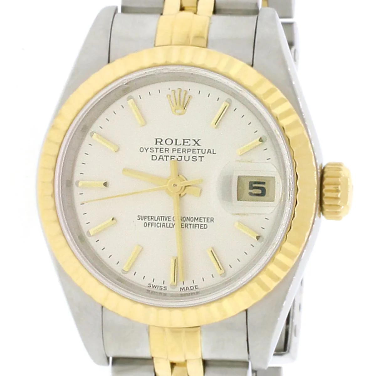 Rolex Datejust Ladies 2-Tone 18K Yellow Gold/Steel 26MM Factory Silver Index Dial Jubilee Watch No Holes Case - Image 8