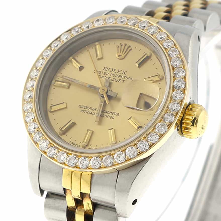 Rolex Datejust Ladies 2-Tone 18K Yellow Gold/Stainless Steel 26MM Automatic Watch 69173 w/Diamond Bezel - Image 3