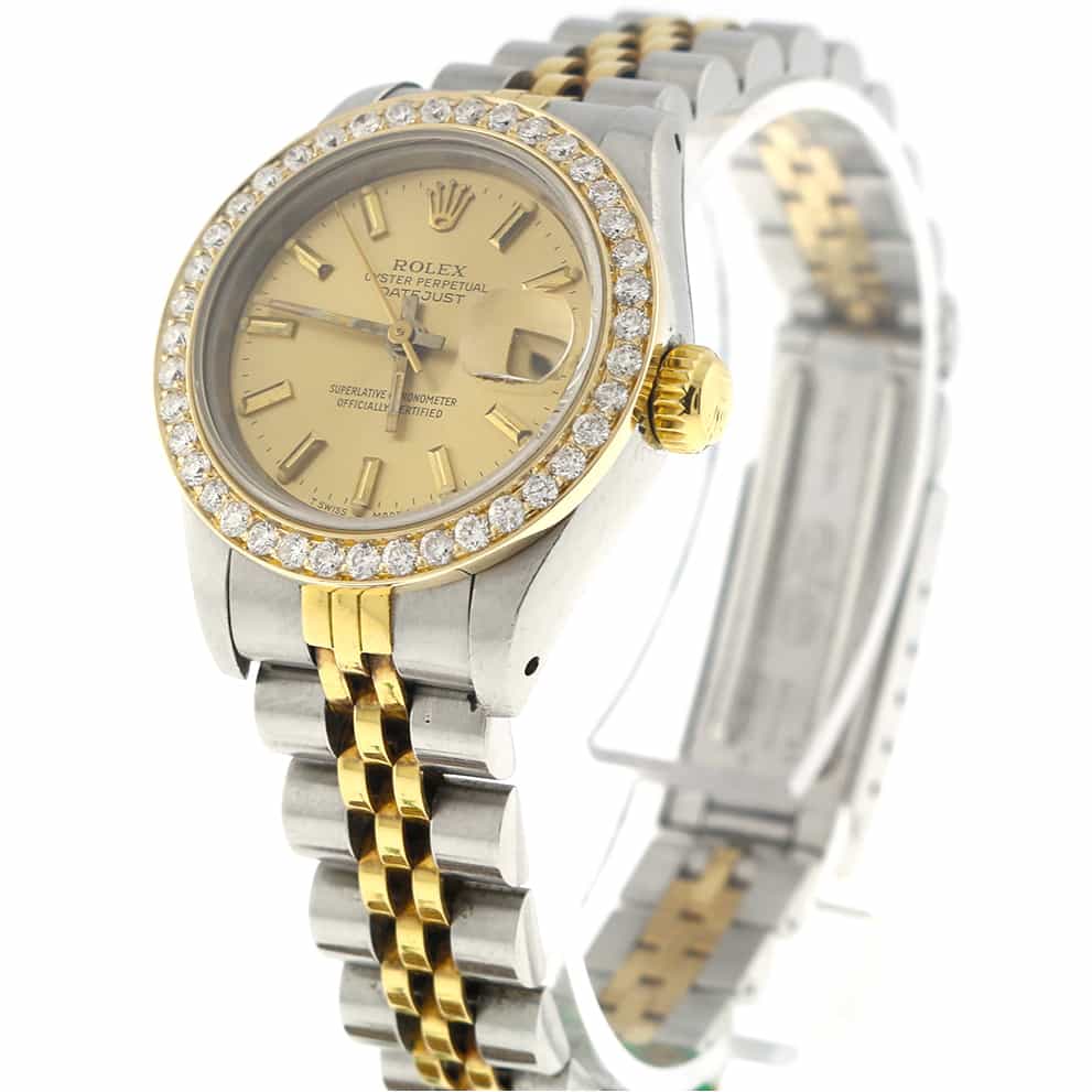 Rolex Datejust Ladies 2-Tone 18K Yellow Gold/Stainless Steel 26MM Automatic Watch 69173 w/Diamond Bezel - Image 4