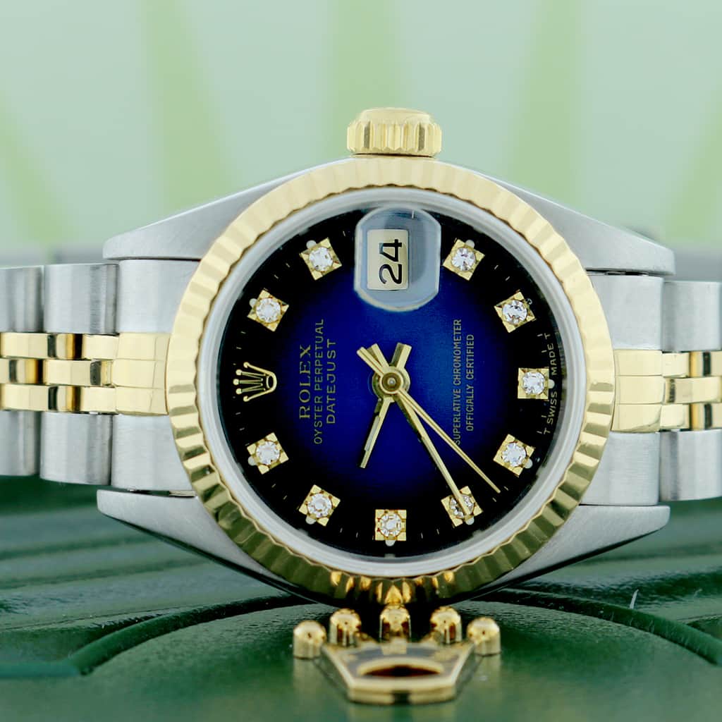 Rolex Datejust Ladies 2-Tone 18K Yellow Gold/Steel 26MM Original Blue Diamond Dial Jubilee Watch 69173 - Image 2
