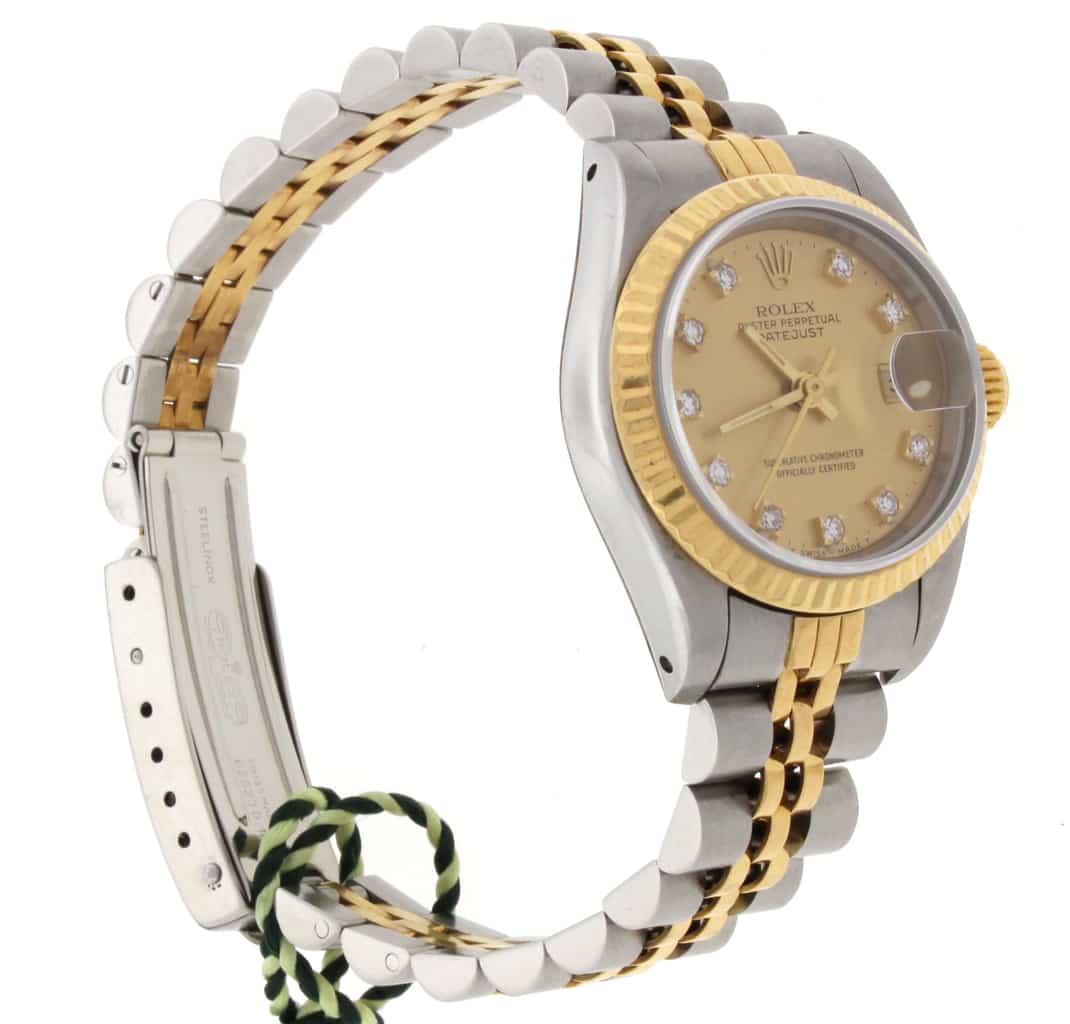 Rolex Datejust Ladies 2-Tone 18K Yellow Gold/Steel 26MM Original Champagne Diamond Dial Jubilee Watch 69173 - Image 3