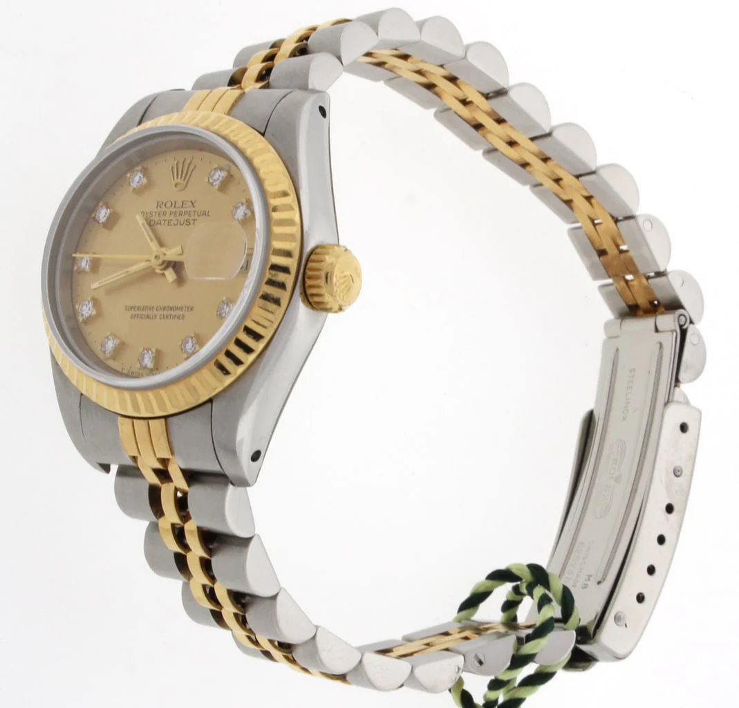 Rolex Datejust Ladies 2-Tone 18K Yellow Gold/Steel 26MM Original Champagne Diamond Dial Jubilee Watch 69173 - Image 4