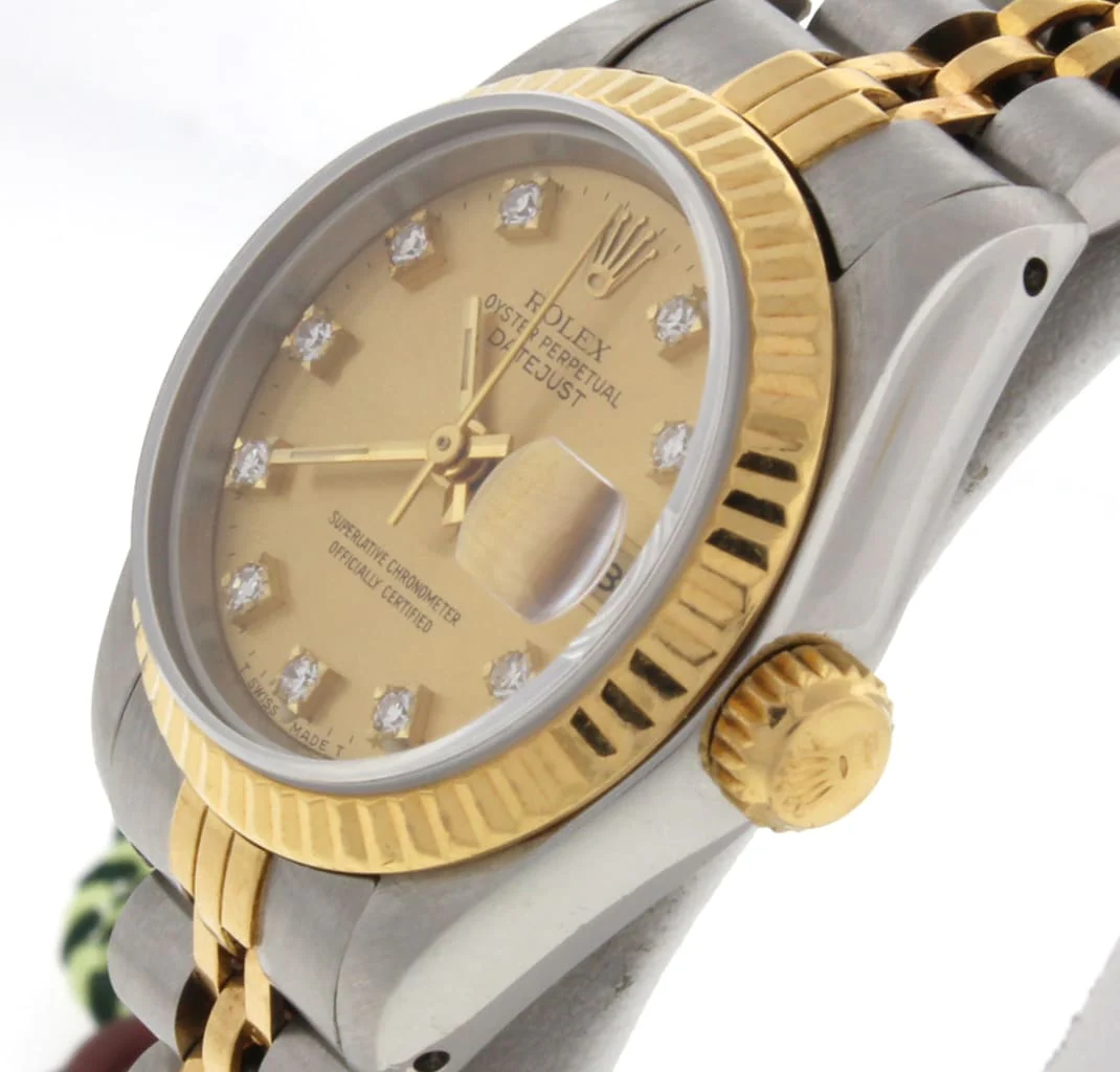 Rolex Datejust Ladies 2-Tone 18K Yellow Gold/Steel 26MM Original Champagne Diamond Dial Jubilee Watch 69173 - Image 5