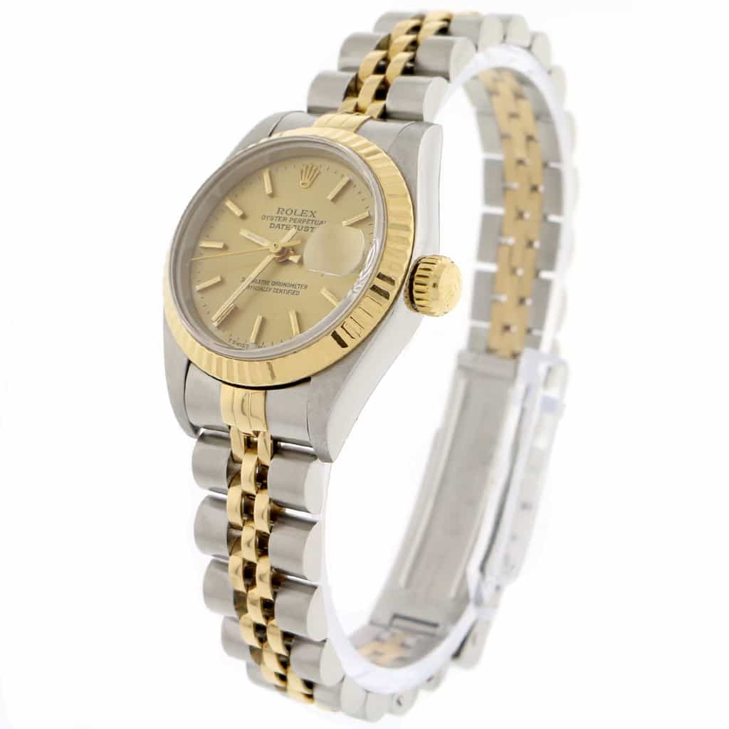 Rolex Datejust Ladies 2-Tone 18K Yellow Gold/Steel 26MM Original Champagne Index Dial Jubilee Watch 69173 - Image 5