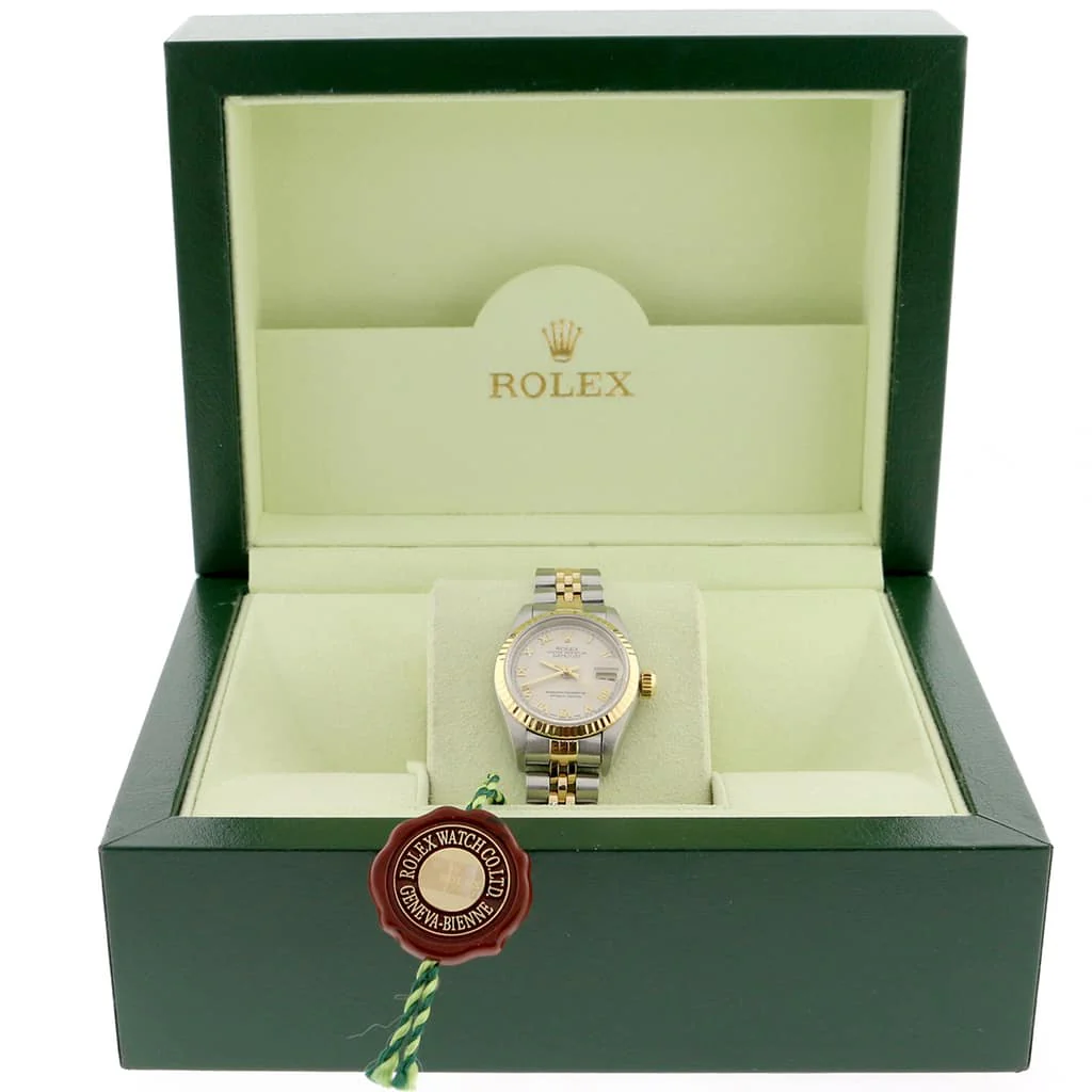 Rolex Datejust Ladies 2-Tone 18K Yellow Gold/Steel 26MM Original Pyramid Dial Jubilee Watch 79173 - Image 3