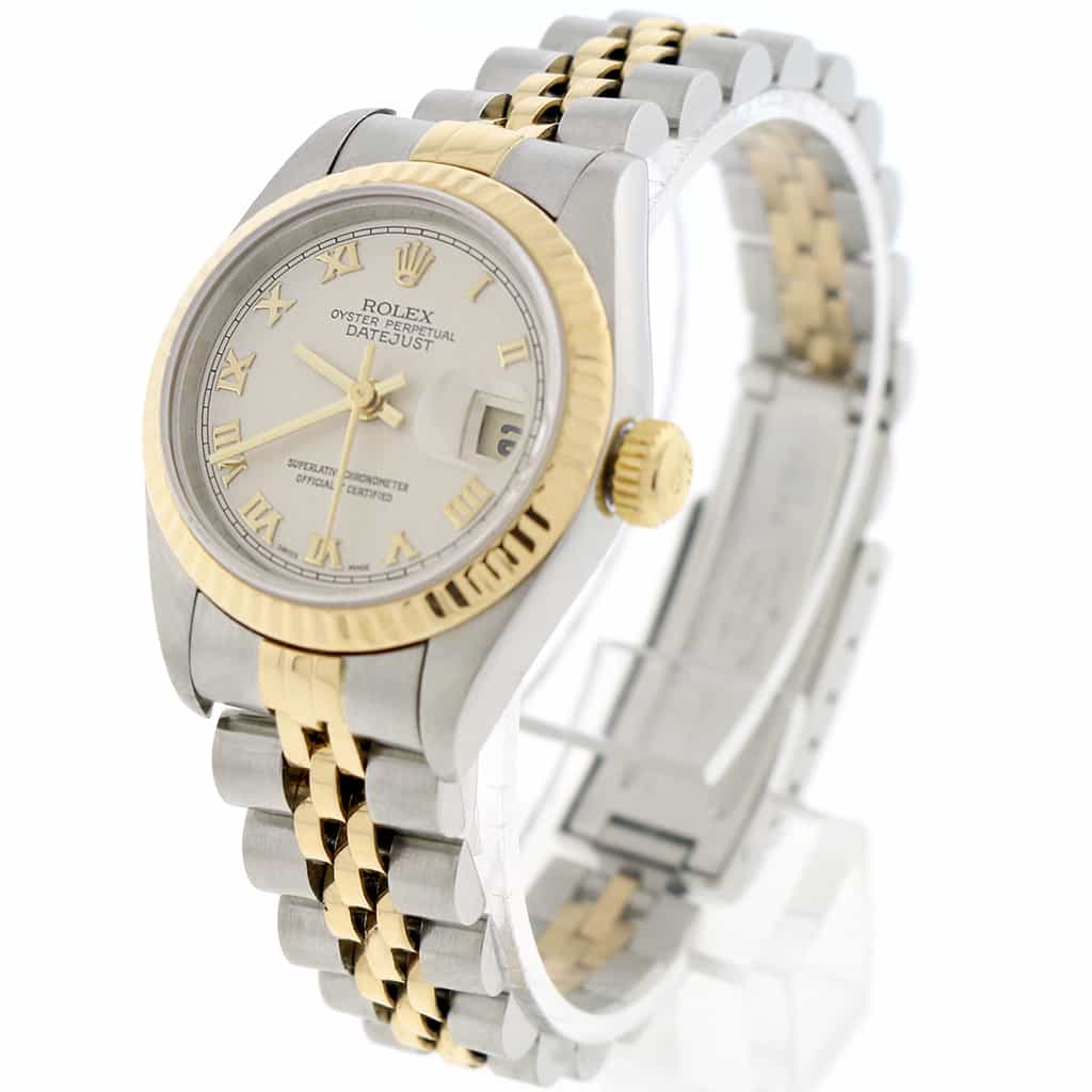 Rolex Datejust Ladies 2-Tone 18K Yellow Gold/Steel 26MM Original Pyramid Dial Jubilee Watch 79173 - Image 8