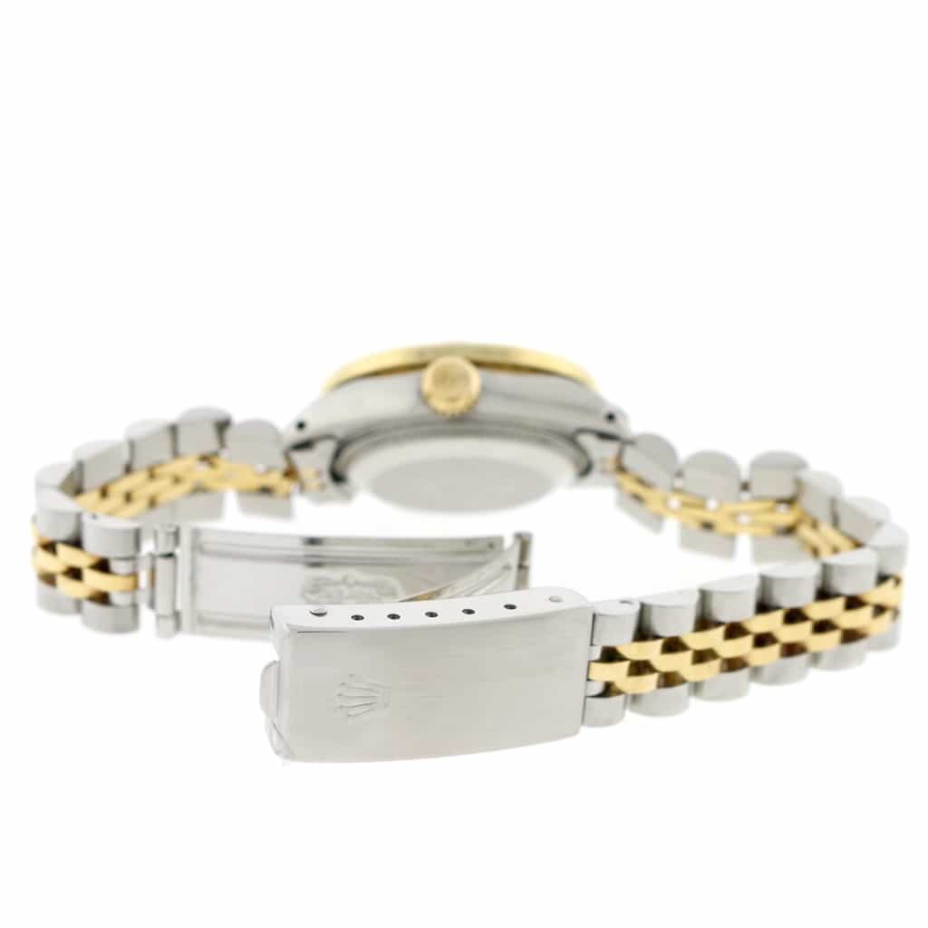 Rolex Datejust Ladies 2-Tone 18K Yellow Gold/Steel 26MM Original Pyramid Dial Jubilee Watch w/Diamond Bezel - Image 10