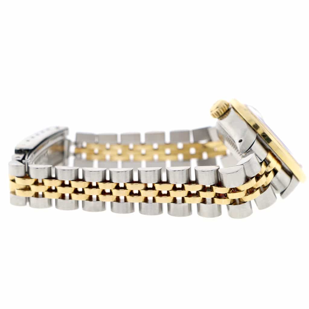 Rolex Datejust Ladies 2-Tone 18K Yellow Gold/Steel 26MM Original Pyramid Dial Jubilee Watch w/Diamond Bezel - Image 8