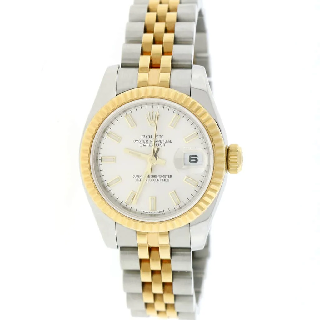 Rolex Datejust Ladies 2-Tone 18K Yellow Gold/Steel 26MM Original Silver Index Dial Jubilee Watch 179173 - Image 2