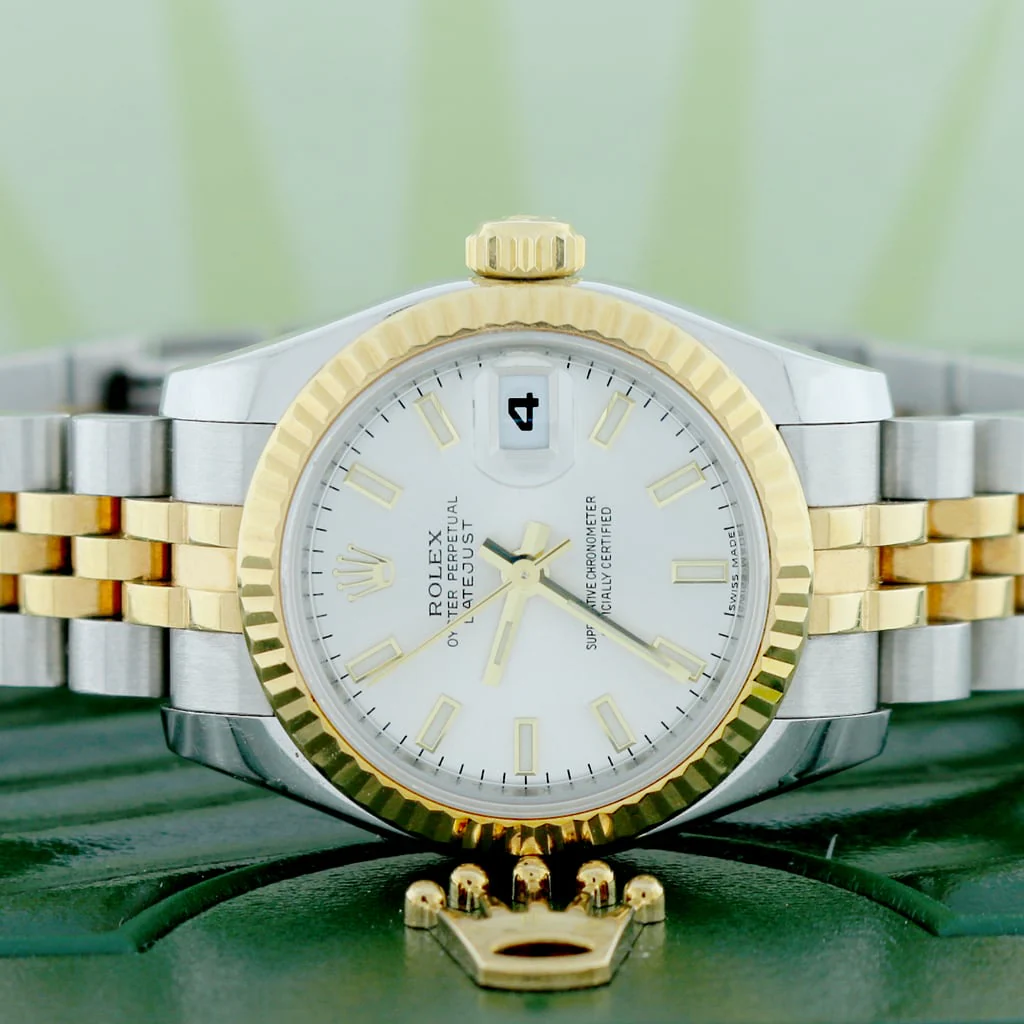 Rolex Datejust Ladies 2-Tone 18K Yellow Gold/Steel 26MM Original Silver Index Dial Jubilee Watch 179173 - Image 3