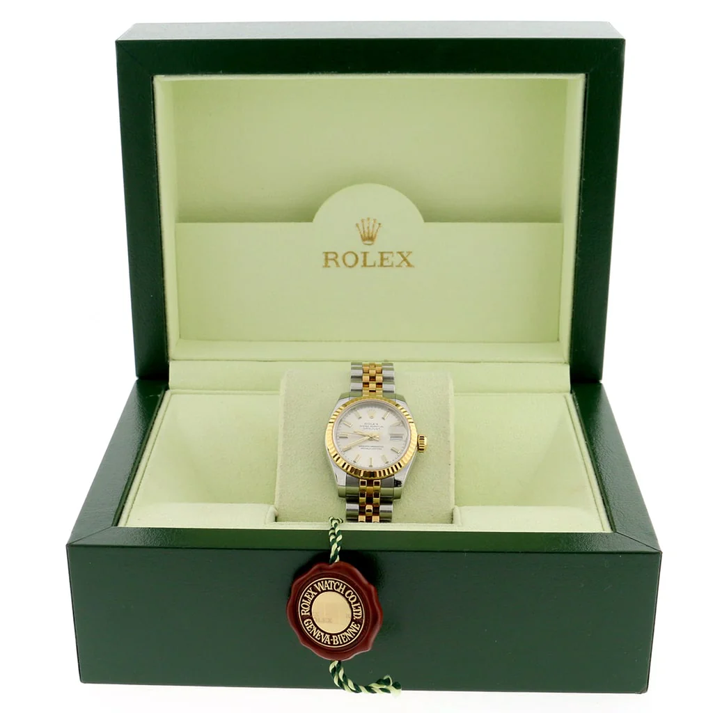 Rolex Datejust Ladies 2-Tone 18K Yellow Gold/Steel 26MM Original Silver Index Dial Jubilee Watch 179173 - Image 4